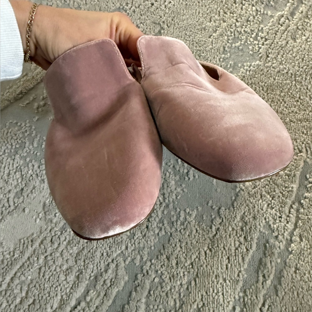 Madewell Willa Loafer Mules pink plush velvet slip on loafer flats size 9 - Picture 5 of 11